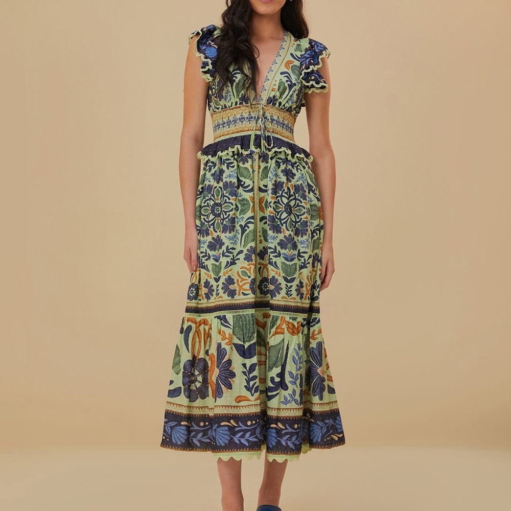 NWT Farm Rio Ocean Tapestry Maxi Dress
